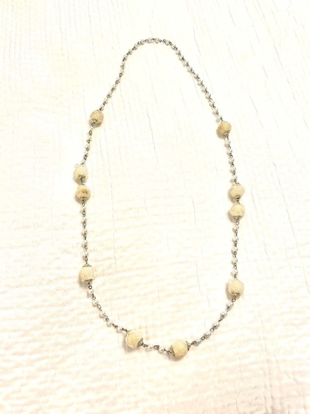 LOFT Women’s Necklace White Pearls Lace British Style Jewelry